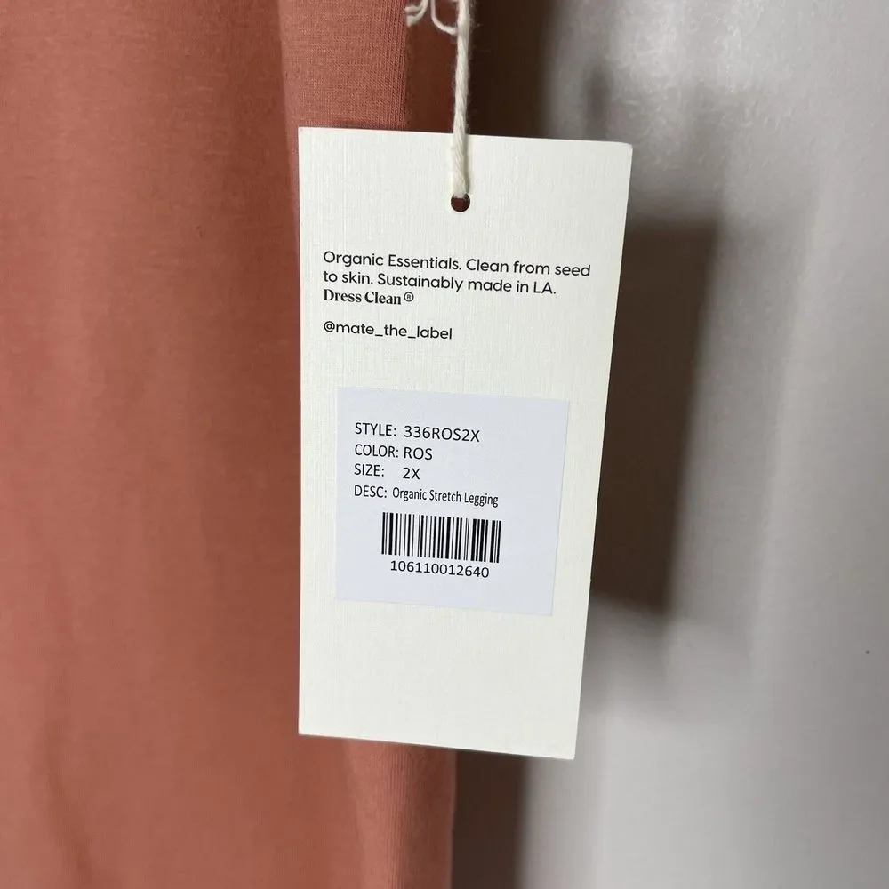 MATE The Label Leggings Womens 2X Rose Terracotta Stretch NEW Organic Cotton - Picture 8 of 10